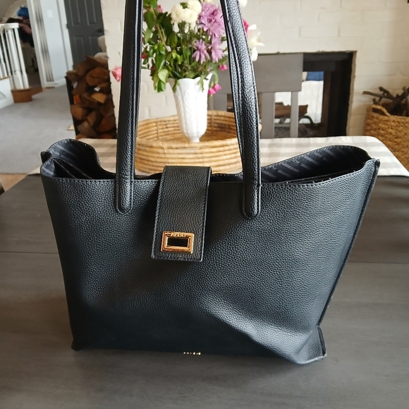 ALDO Black Leather Tote Bag EXCELLENT CONDITION - Picture 1 of 5